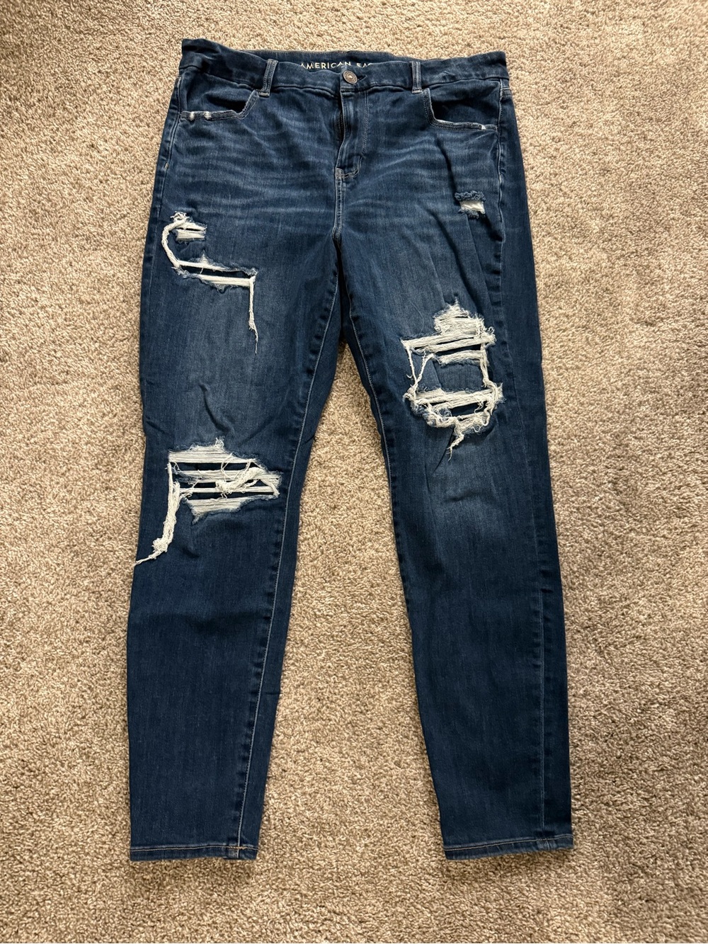 American Eagle Outfitters Navy Ripped Curvy Jeggings